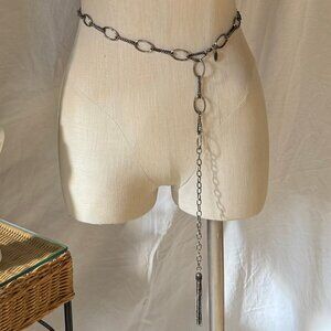 Tarnished Aged Silver Metal Asymmetrical Avant Garde Chain Belt